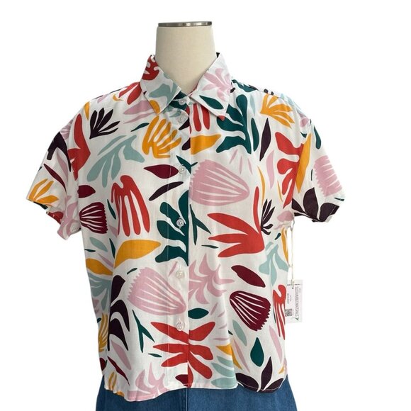 Gyal Bashy Floral Print Button Shirt Medium Sustainable Boxy Fit Cottagecore Y2K - Picture 4 of 10